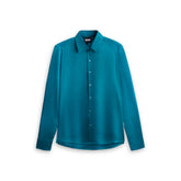 Premium Silk Shirt - Teal Blue