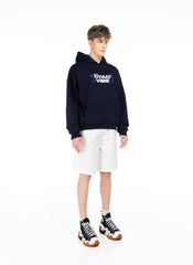 DYAD VIBE Raised Silk Print Hoodie - navy blue