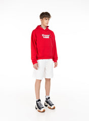 DYAD VIBE Raised Silk Print Hoodie- red