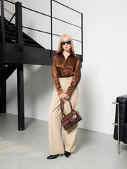 Premium Silk Shirt - Brown