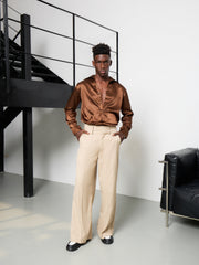 Premium Silk Shirt - Brown