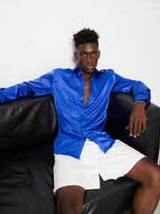 Premium Silk Shirt - Navy Blue