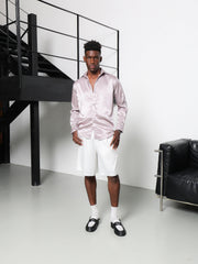 Premium Silk Shirt - Pink Gray