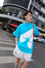 DYAD Loose-fit T-shirt with print 'A' - blue