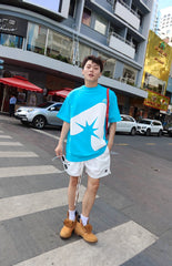 DYAD Loose-fit T-shirt with print 'A' - blue