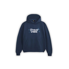 DYAD VIBE Raised Silk Print Hoodie - navy blue