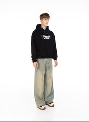 DYAD VIBE Raised Silk Print Hoodie - Black