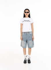DYAD Jean shorts embroidered front and back